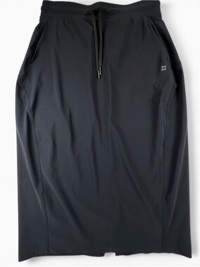 Sweaty Betty Black Midi Athletic Skirt Drawstring Stretch Size medium